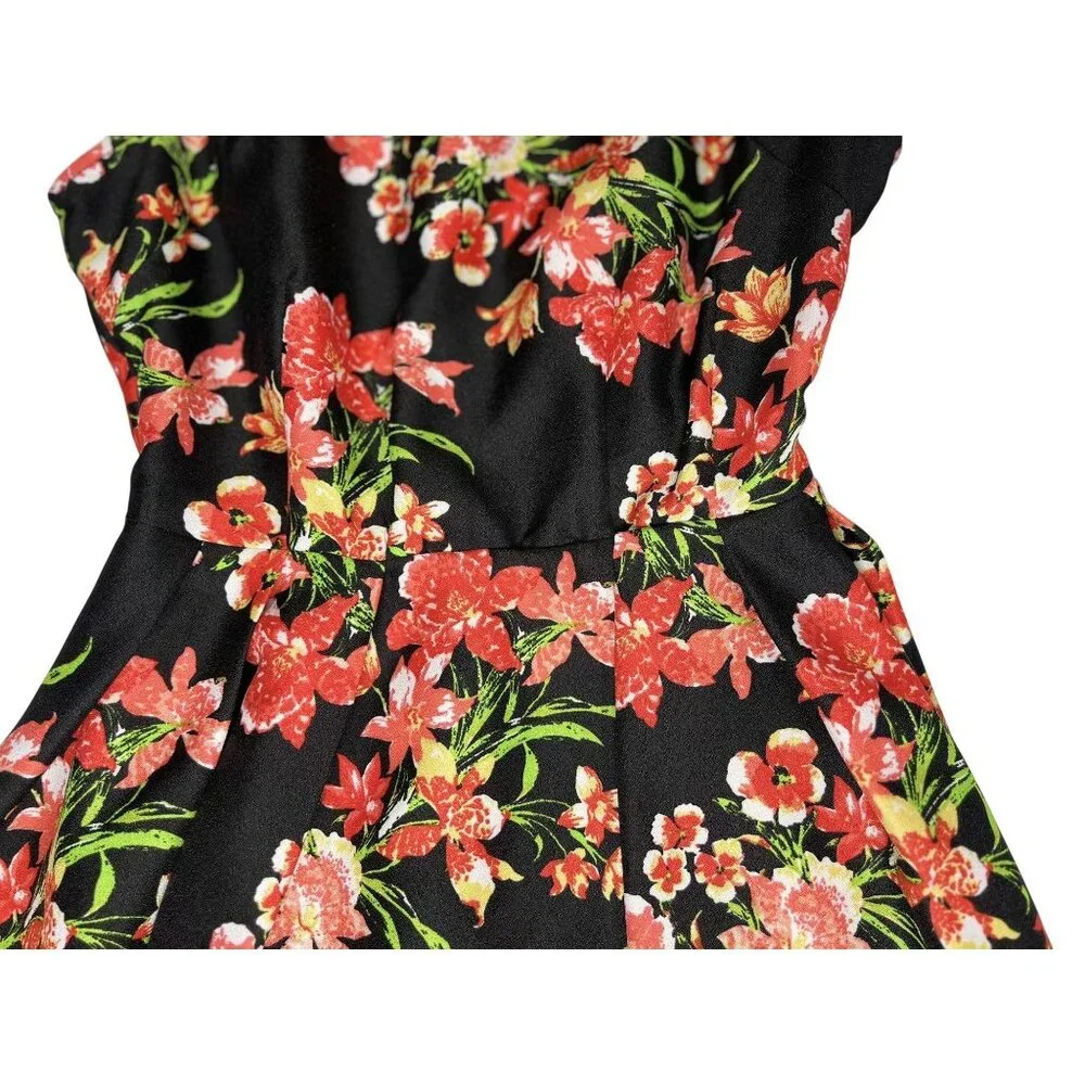 Love With Derek Size S Womens Dress Black Floral Sleeveless Back Zipper - Picture 5 of 8
